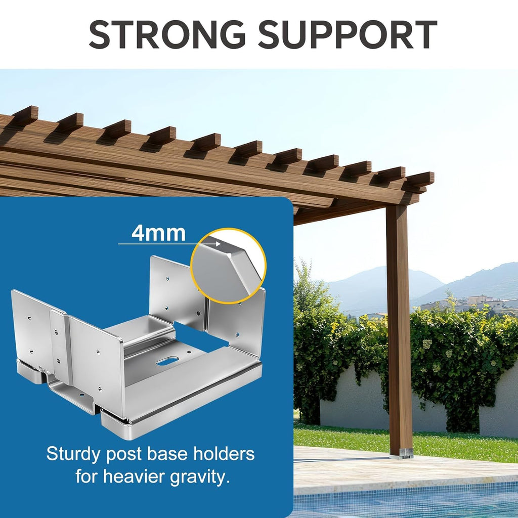12x12 Post Base for Concrete: 1 Pack Galvanized Post Deck Base Anchor for 11.5x11.5 Wood, Post Base Holder with 1' Standoff for Deck Gazebo Pergola Porch, Includes 3 Fastener & 12 Screws