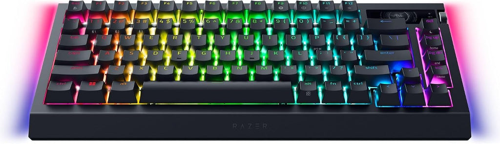 Razer BlackWidow V4 Pro 75% Wireless Gaming Keyboard:OLED Display -True 4K Hz Wireless -Bluetooth - Hot Swappable - Orange Tactile Switches - Command Dial - Snap Tap - Chroma RGB-Wrist Rest (Renewed)