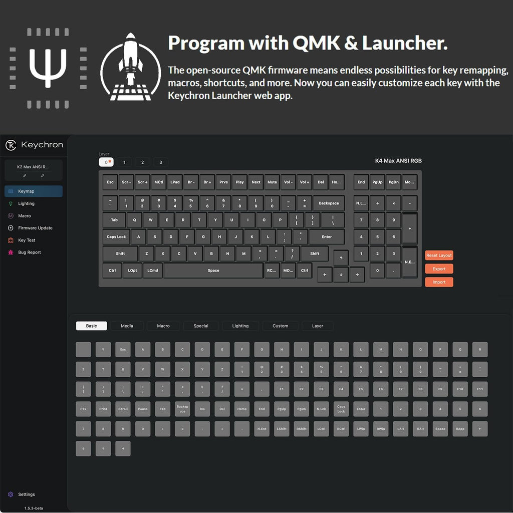 Keychron K4 Max QMK Wireless Custom Mechanical Keyboard, RGB Hot Swappable 96% Layout Tri-Mode Bluetooth 5.1/2.4G/USB-C Programmable, Super Brown Switch NKRO Gaming Keyboard for Mac/Windows/Gamers