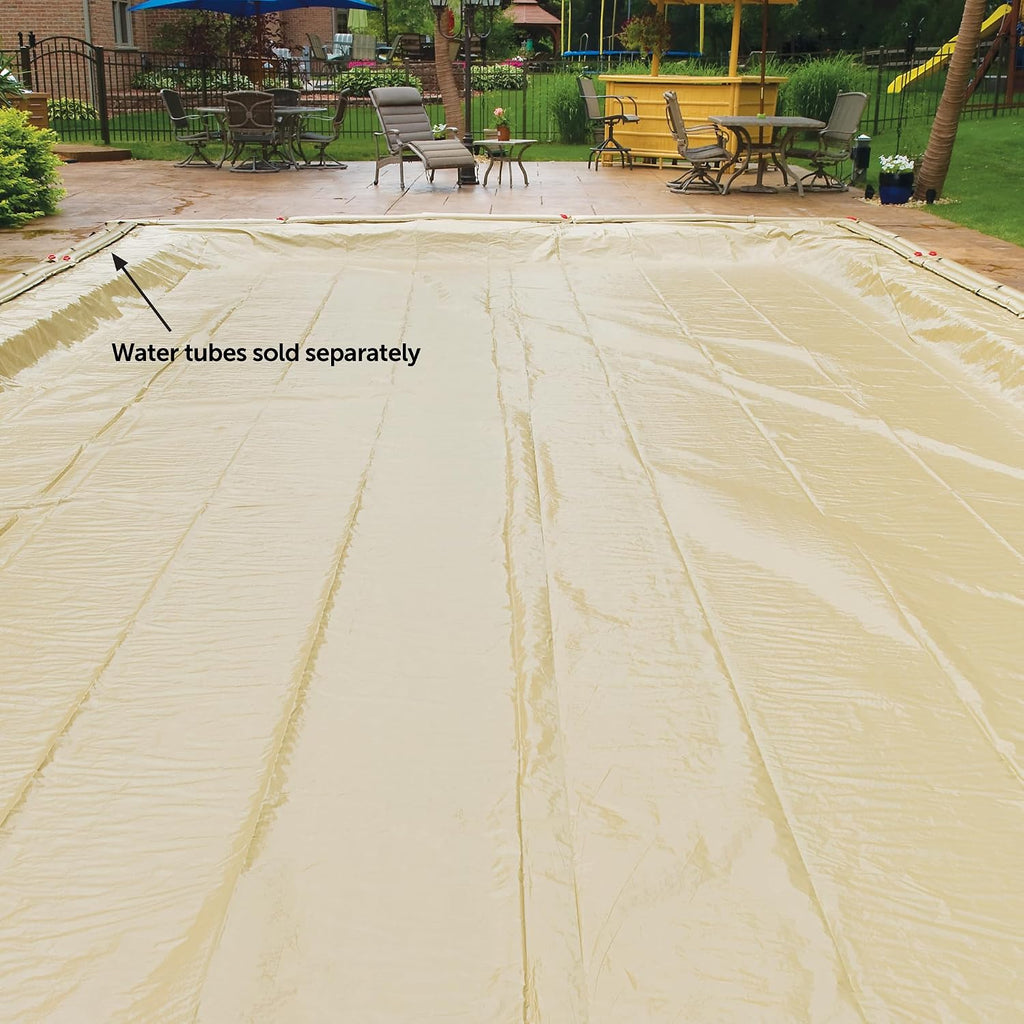 In The Swim Tan 12' x 20' Rectangle Inground Winter Cover - Polar Protector - 20 Year - 14 x 14 Scrim