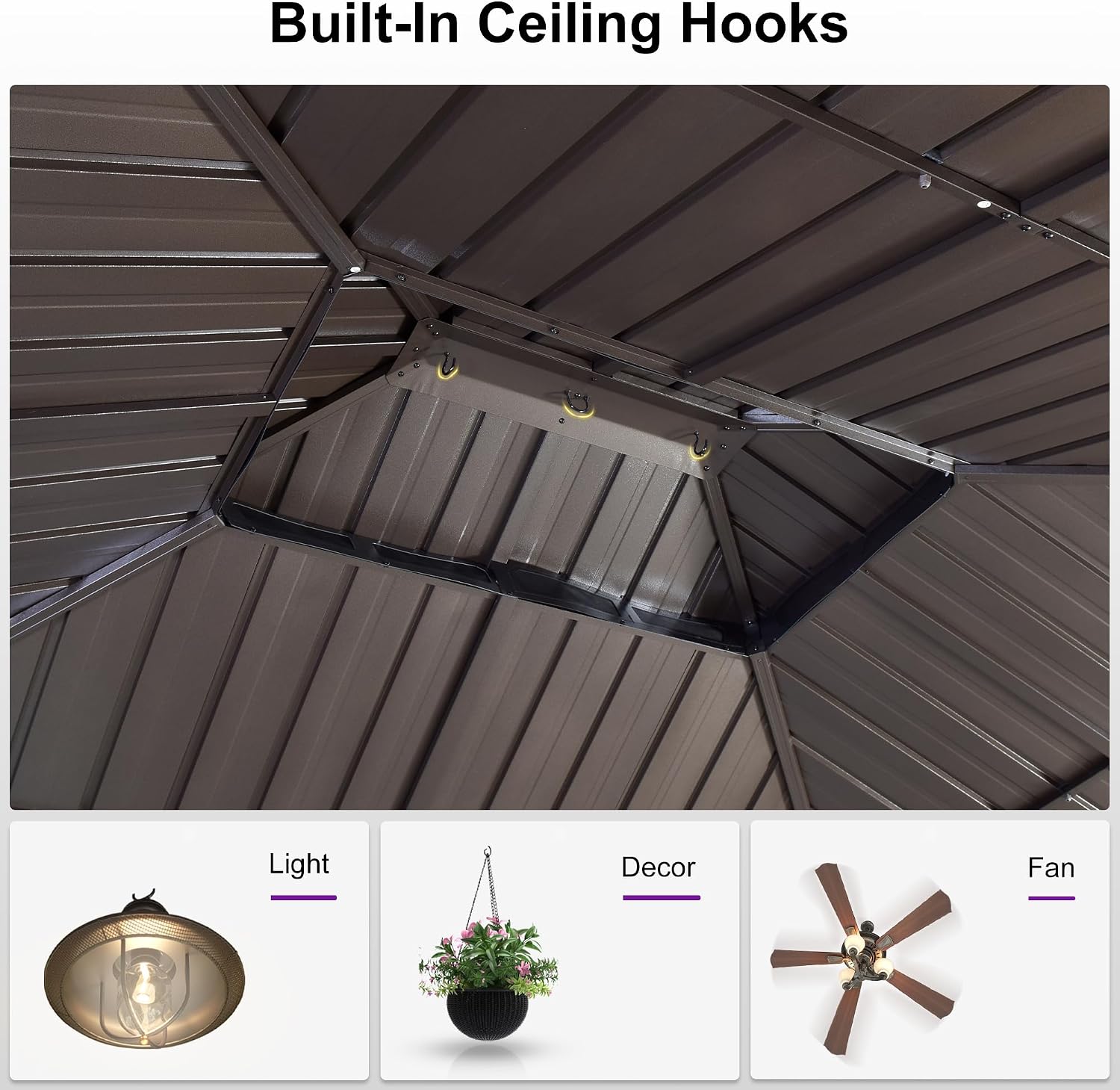 PURPLE LEAF 10' X 10' Outdoor Hardtop Gazebo Metal Frame Galvanized Steel Double Roof with Curtains and Nettings for Patio Desk Backyard Bronze