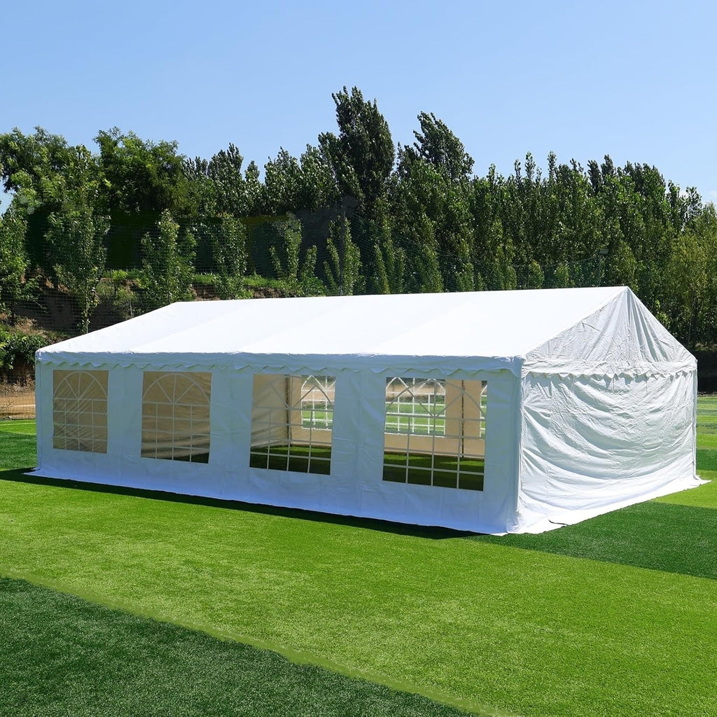 Party Tent 20x30 Heavy Duty Outdoor Commercial Event Tent, Ultimate Large Wedding Tent Carport Shelter Canopy with Removable Sidewall Windows, Elegant White Gazebo Perfect for Dream Weddings