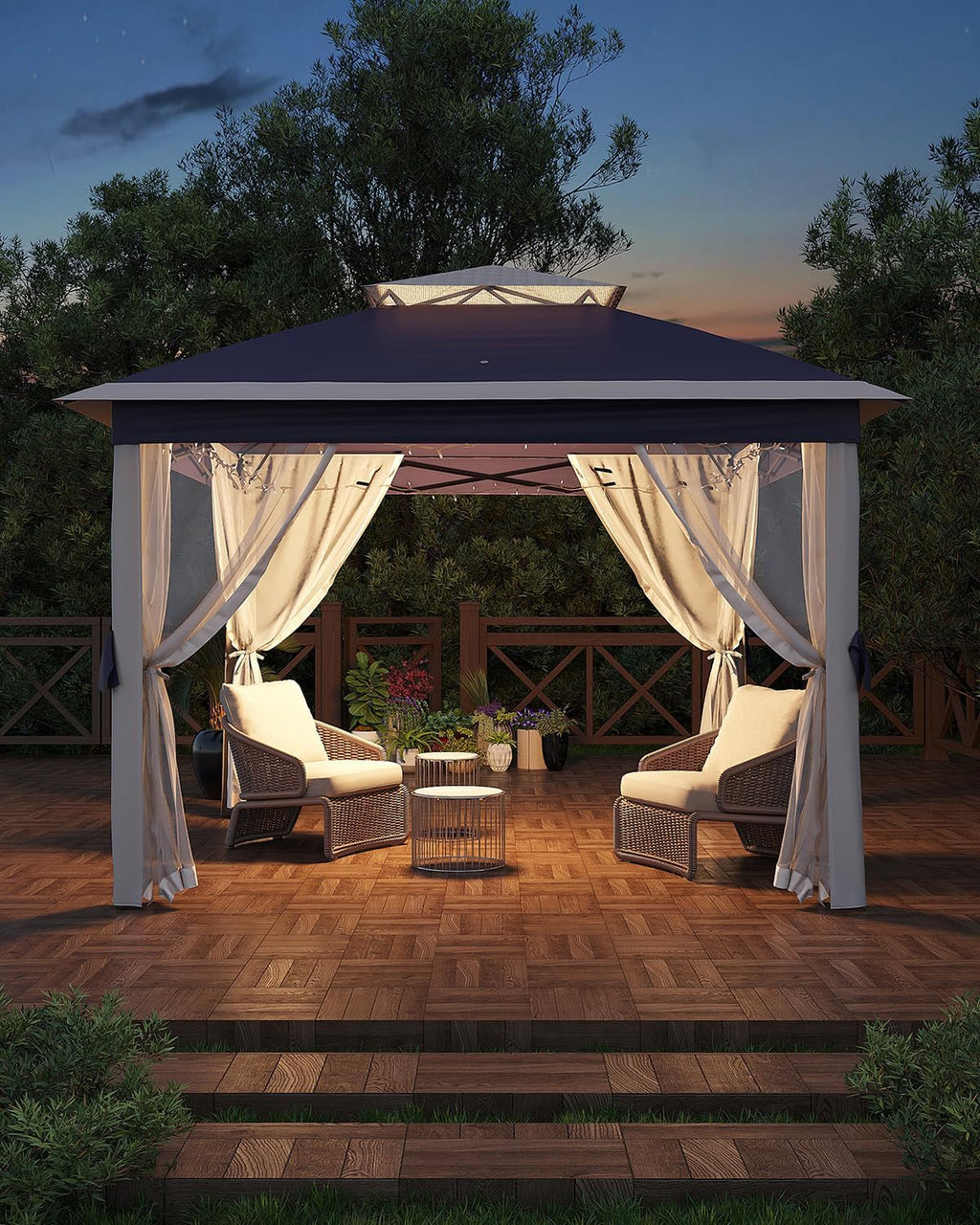 11x11ft Pop Up Gazebo Tent with Mosquito Netting, Outdoor Canopy Shelter Easy Setup, Water & UV Resistant - Navy