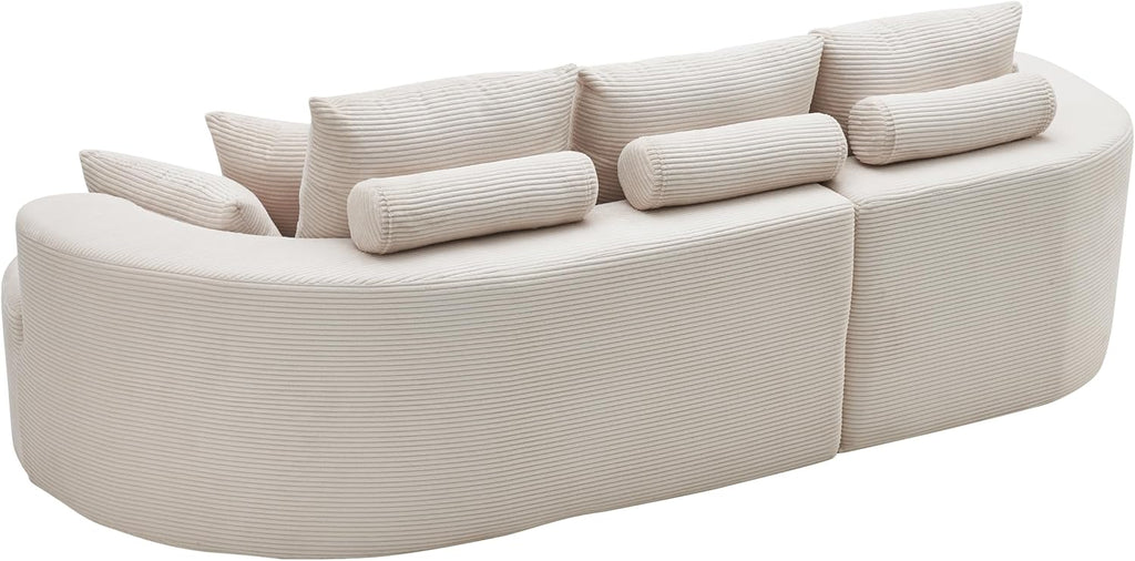 Christopher Knight Home Carden 106' Curved Modular Sectional Sofa, Comfy Sofa Couch with Chaise Lounge, Modern Cloud Couch with Deep Seat, Fabric Upholstered Set for Living Room Bedroom, Whitecap