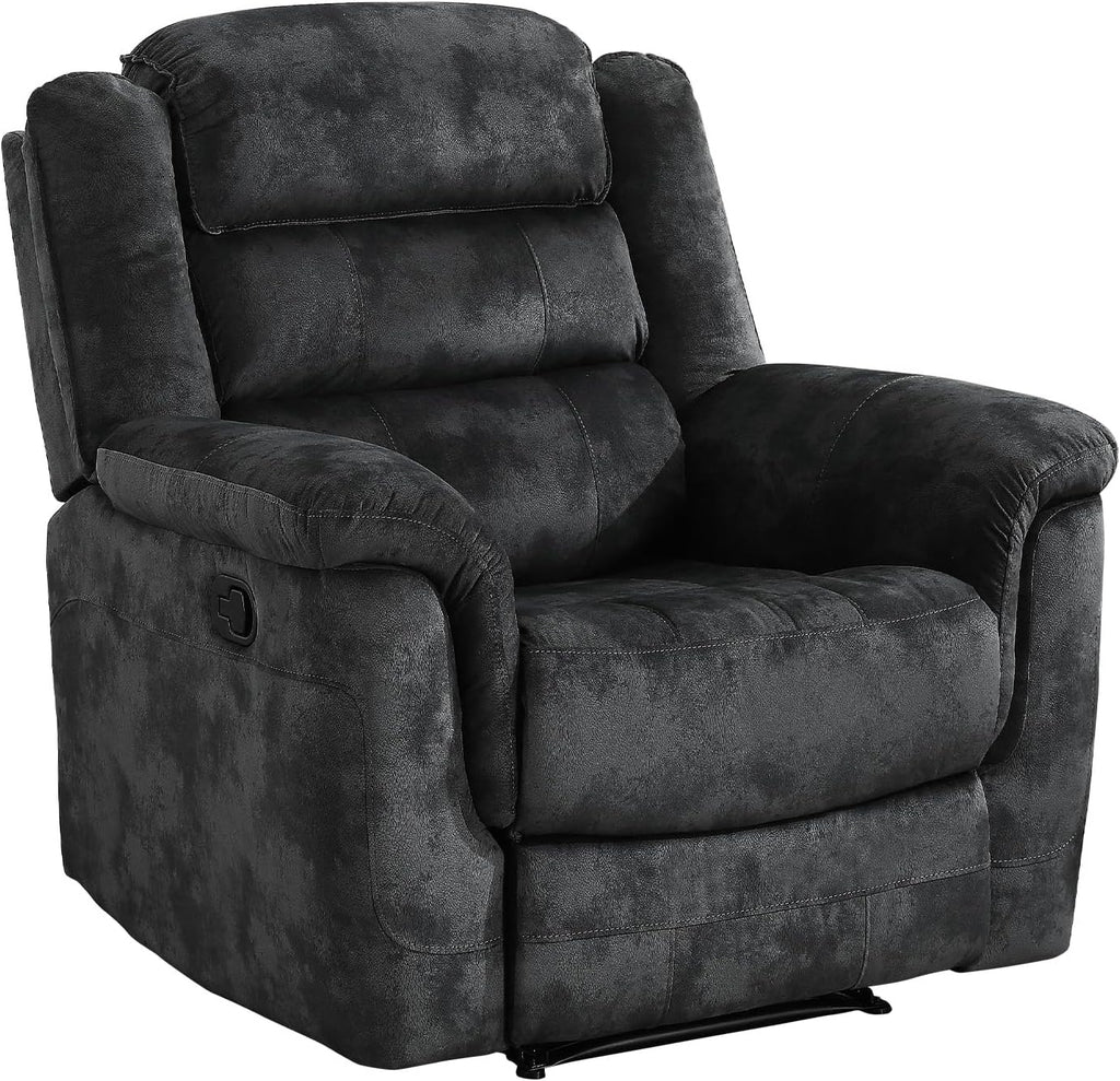 EBELLO Manual Recliner Chair, Soft Fabric Recliner Sofa with Overstuffed Armrest and Backrest for Living Room, Bedroom, Grey