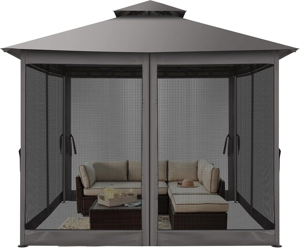 HOTEEL 10'x10' Outdoor Gazebo para Patio on Clearance with Netting, Waterproof Canopy Tent with Heavy Duty Steel Frame, High Wind-Resistant Shelter for Backyard, Deck (2025 Upgraded)