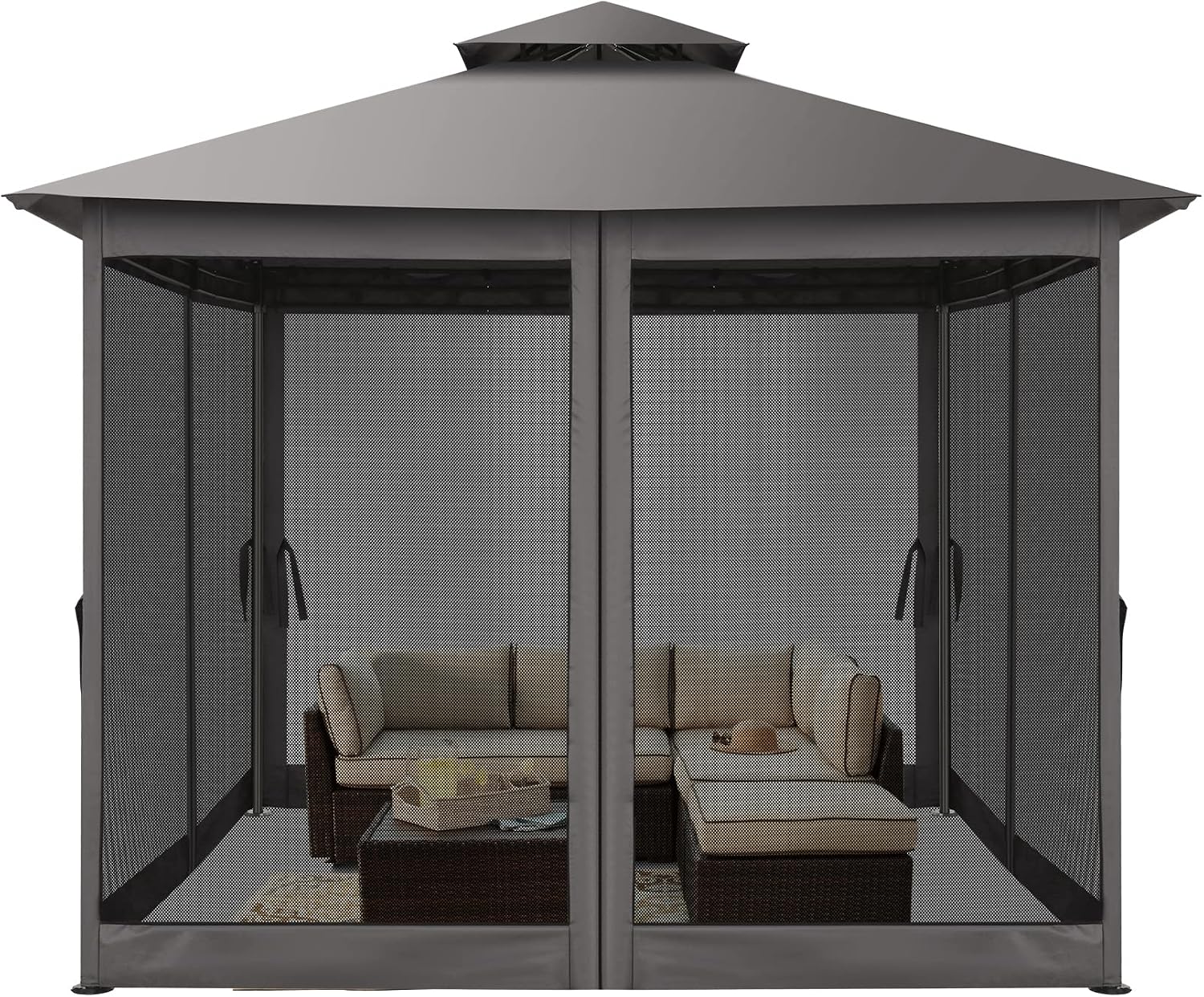 HOTEEL 10'x10' Outdoor Gazebo para Patio on Clearance with Netting, Waterproof Canopy Tent with Heavy Duty Steel Frame, High Wind-Resistant Shelter for Backyard, Deck (2025 Upgraded)