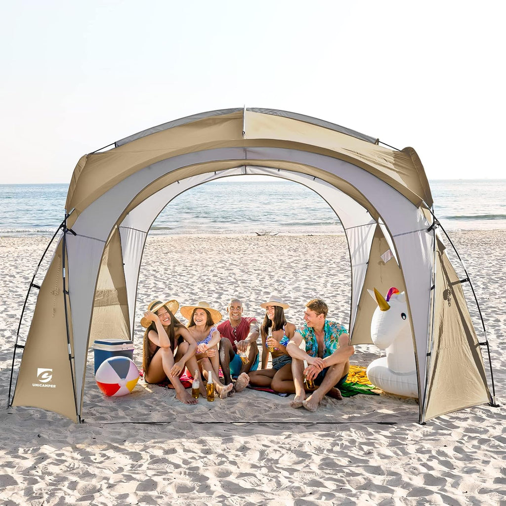 UNICAMPER Beach Tent 12 X 12ft Large UPF50+ Pop Up Canopy with 2-Pcs Side Wall