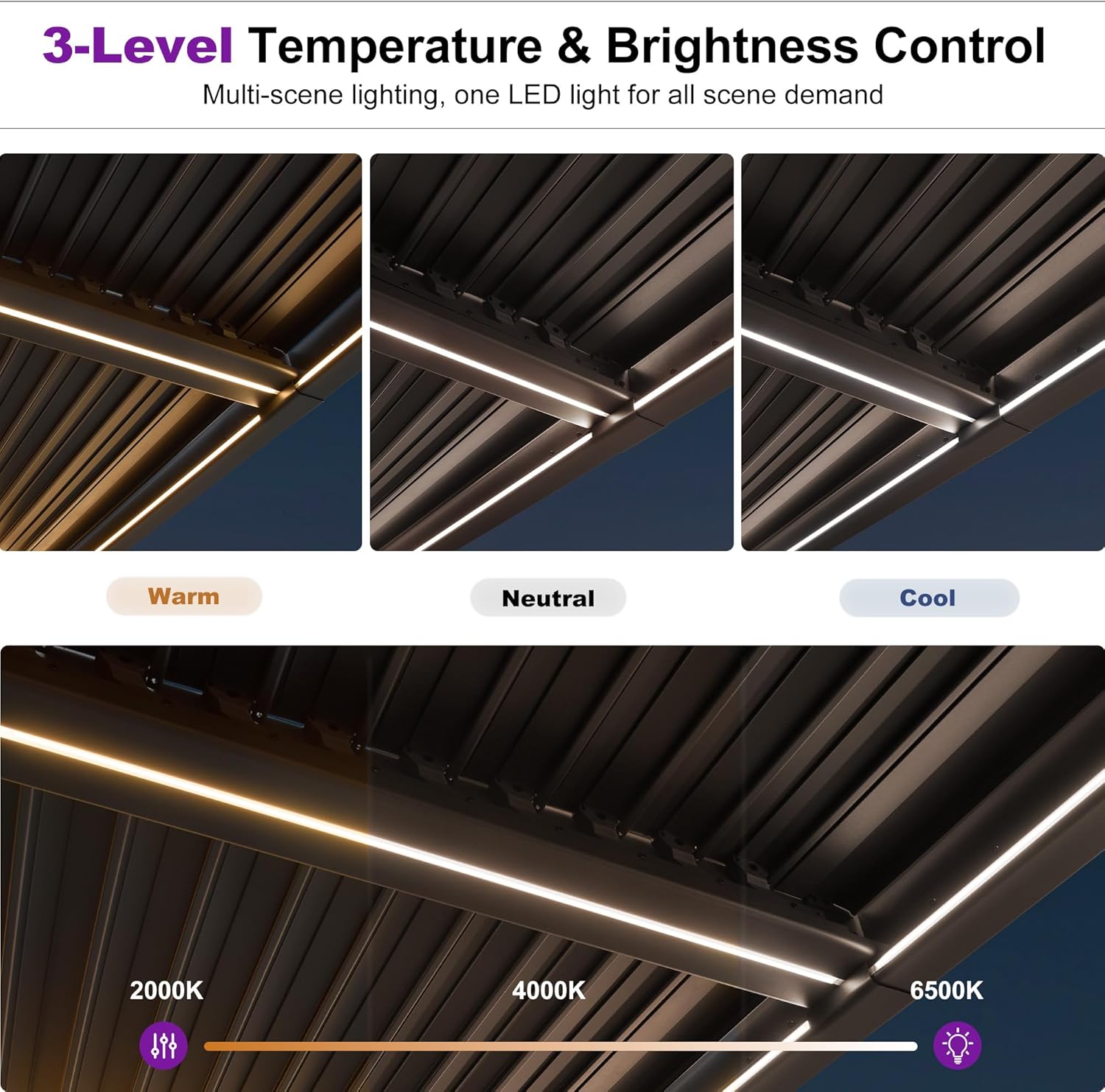 PURPLE LEAF 10' x 12' Outdoor Louvered Pergola Aluminum Pergola with Adjustable Roof for Camping Outdoor Patio Deck Garden Hardtop Gazebo Bronze