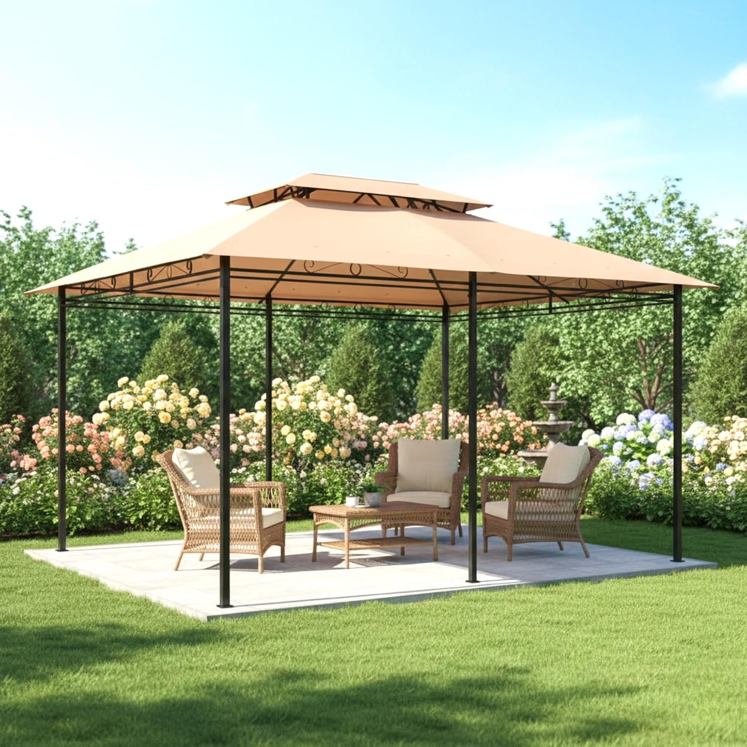 Garden Winds Reinforced Replacement Canopy Top Cover Compatible with The 84C-050, 01-0154 Outsunny 10' x 13' Gazebo - Classic Sand, Riplock 350