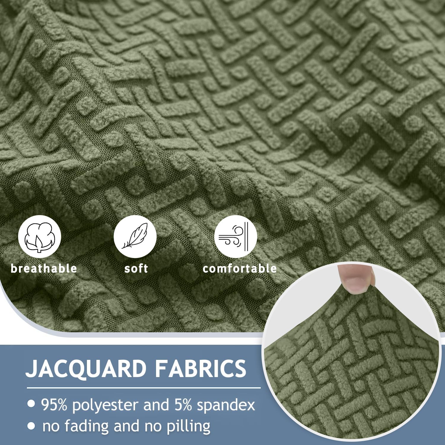 ALIECOM Stretch Corner Sectional Couch Covers L Shape Sofa Covers Washable Sectional Slipcovers U Shape Jacquard Living Room Pet Dogs Furniture Protector with Elastic Bottom (Avocado Green, Middle)