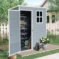 5x3 FT Resin Outdoor Storage Shed with Floor,All-Weather Outdoor Shed with Lockable Door,Window & Sloped Roof,Plastic Outside Tool Storage for Garden,Backyard,Patio,Lawn,Gray