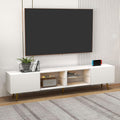 Bonzy Home 86' LED TV Stand, Modern Entertainment Center up to 75' 80' 85' TV, Television Console Table with Storage Cabinets for Living Room, White