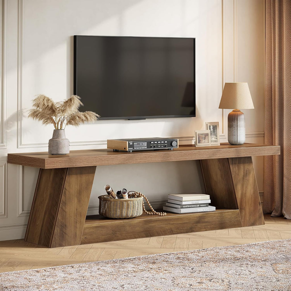 Tribesigns 63' TV Stand for 55/60/65/75-Inch TVs, Rustic Extra Long Media TV Console with Storage Shelve, Entertainment Center Television Stand for Living Room, Bedroom (Brown)
