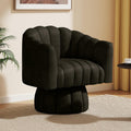 Dewhut Swivel Accent Chair, 360° Swivel Barrel Chair with Armrest, Faux Leather Upholstered Single Sofa Reading Chair for Living Room,Bedroom,Waiting Room(Black)