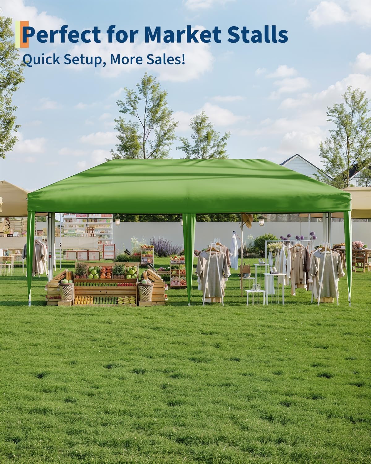 10X20 Ft Instant Pop-Up Canopy Tent-1-Push Setup Heavy Duty Portable Gazebo w/ 4 Weight Bags, Roller Bag & Full Accessory Kit | Waterproof Wind Resistant for Outdoor Events, Markets, Camping,Green