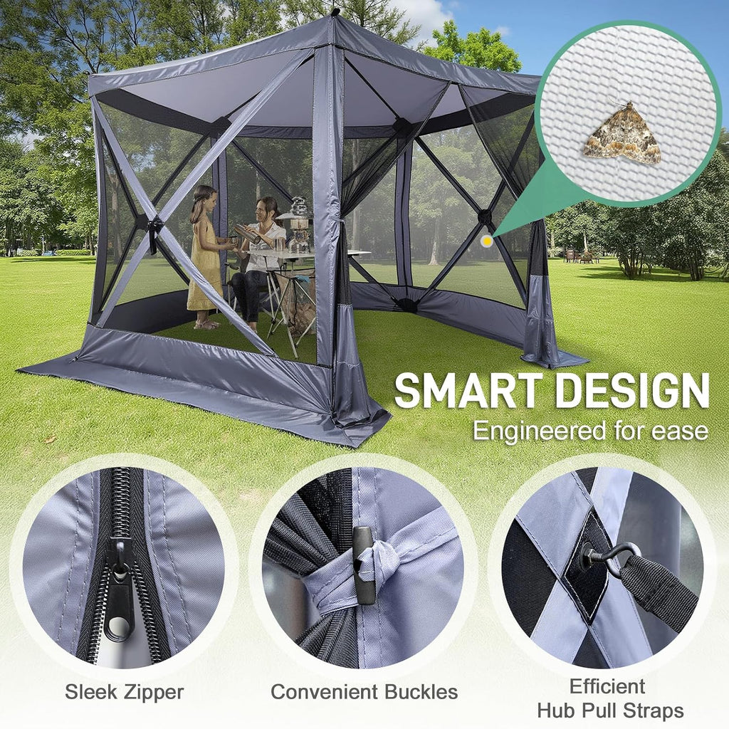 Outvita 10x10ft Instant Pop-Up Screen Tent - Outdoor Gazebo Canopy with Mosquito Netting & Carrying Bag - Versatile Pavilion Tent for Patios and Events
