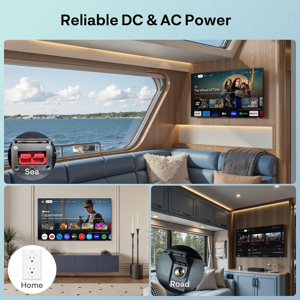 SYLVOX 40-inch RV TV, 1080P FHD Smart Google TV, 12V/24V DC & AC Power for Truck RV Boat, Waterproof Remote, 9-32V Wide Voltage Shock-Resistant Design (Marine Series)