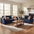 YOUDENOVA 2 Piece Set Comfy Sofa Couch, 3 Seater & Loveseat Sofa with Deep Seats, Modern Sleeper Couch for Living Room, Navy Chenille