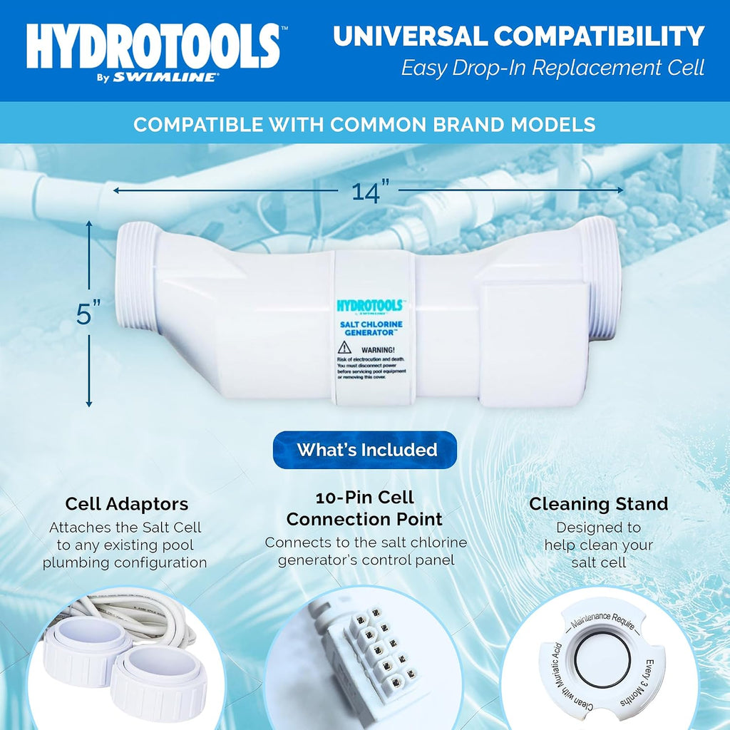 SWIMLINE HYDROTOOLS Pool Salt Replacement Cell For Water Chlorinator Systems For Pools Up To 40,000 Gallons | 13 XL Titanium Plates, Hayward Compatible, Easy Install Above & Inground Pool Generators