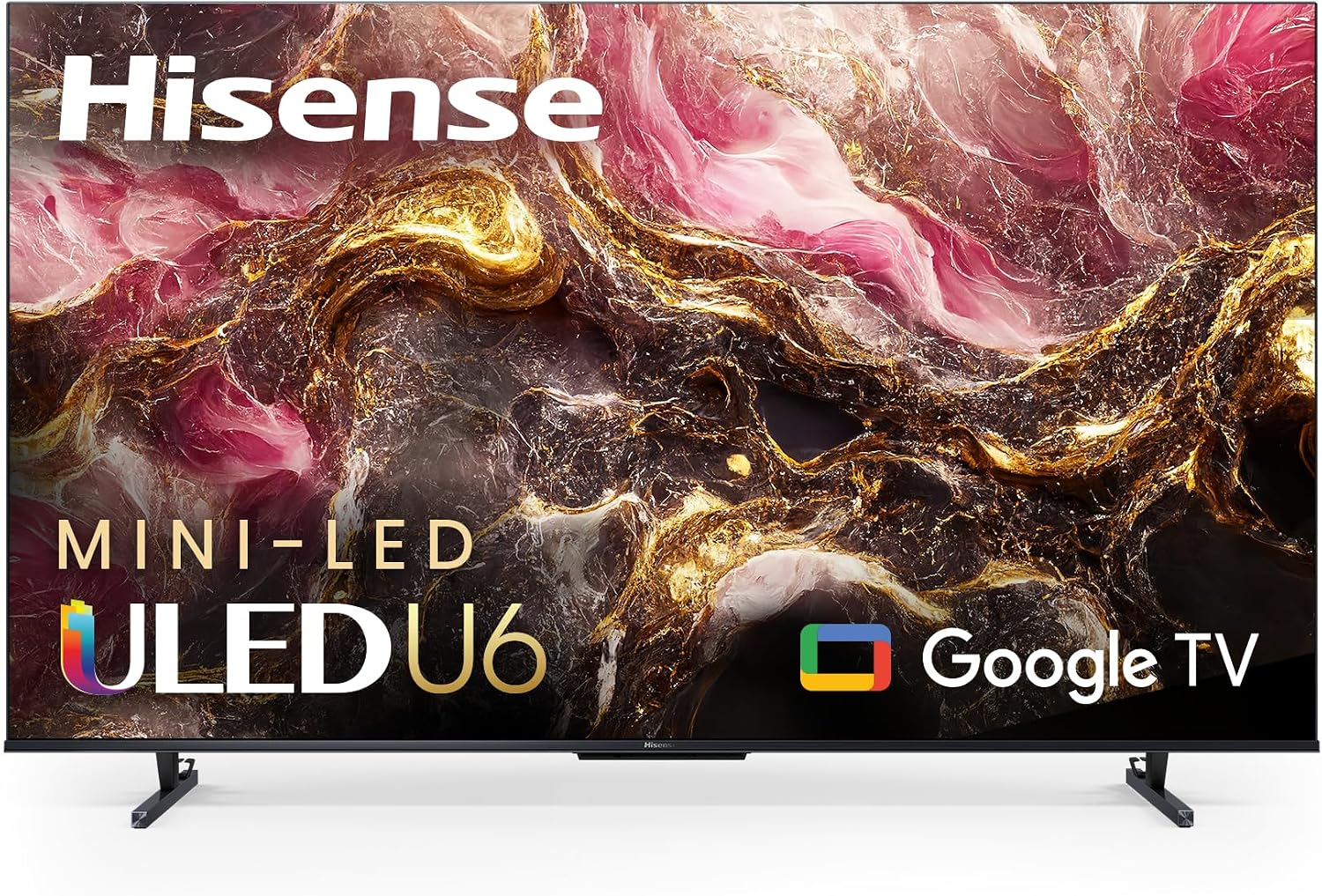 Hisense 65-Inch Class U6 Series Mini-LED ULED 4K UHD Google Smart TV (65U6K) - QLED, Full Array Local Dimming, Dolby Vision IQ，HDR 10+, VRR Game Mode Plus, 240 Motion Rate, Alexa Compatibility