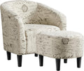 Yaheetech Modren Club Chair with Ottoman, Fabric Accent Armchair with Footstool, Upholstered Barrel Chair and Footrest for Living Room Bedroom Guestroom, Letter Print
