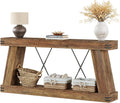 Tribesigns 70.9' Farmhouse Console Table, Long Sofa Table Behind Couch with Storage, Narrow Wooden Console Station, Industrial Rustic Entryway Furniture for Hallway, Entry, Living Room, Brown