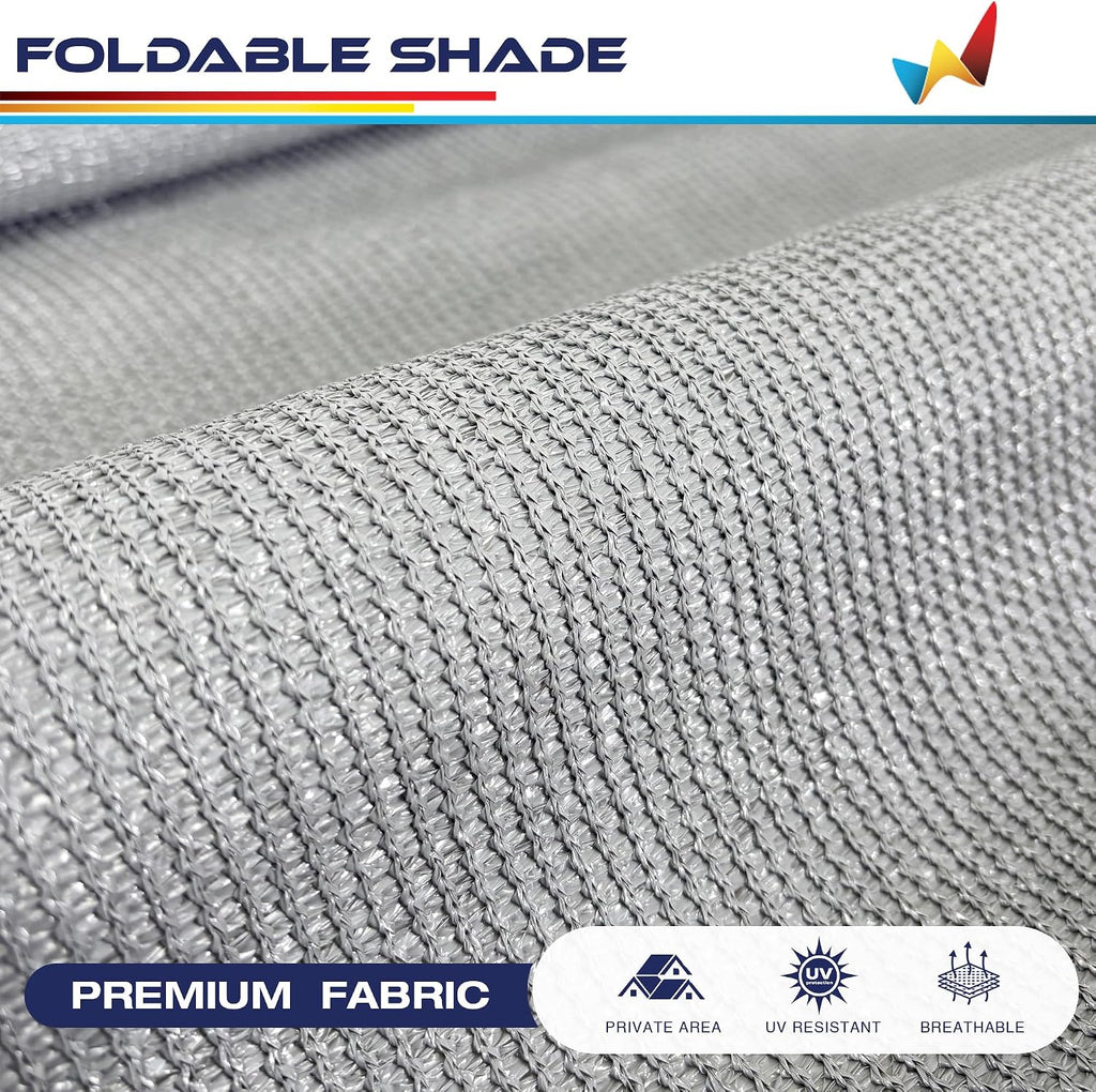 Windscreen4less 8'W x 12'H Outdoor Roll Up Foldable Shade Fabric UV Blockage Roller Shade for Deck Pergola Yard Gazebo Patio (Gray)