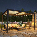 Kiss the Water 10'x12' Adjustable Louvered Pergola, Heavy-Duty Metal Outdoor Pergola, Metal Hardtop Gazebo with Adjustable Roof for Patio, Deck, Garden, Yard, Dark Gray