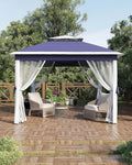 11x11ft Pop Up Gazebo Tent with Mosquito Netting, Outdoor Canopy Shelter Easy Setup, Water & UV Resistant - Navy