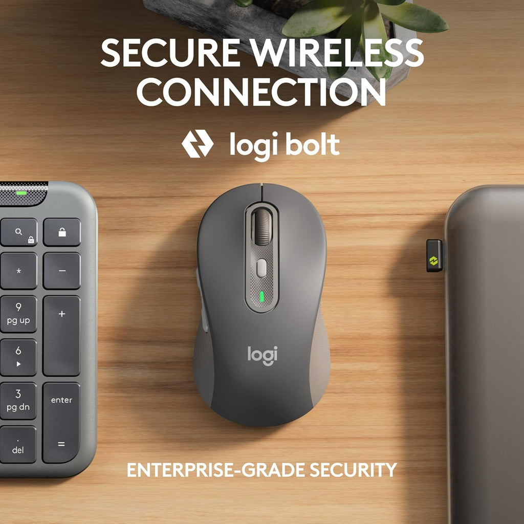 Logitech Signature Slim MK955 for Business Wireless Keyboard and Mouse Combo, Quiet Typing, Secure Receiver, Bluetooth, Globally Certified, Windows/Mac/Chrome/Linux - Graphite