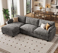 Modular Sectional U Shaped Sofa Couches for Living Room, Cloud Couch with Storage Ottoman, Comfy Chenille Sofa with Pillow, Dark Gray