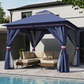 LAUSAINT HOME 10'x10' Outdoor Gazebo, Metal Frame Heavy Duty Patio Canopy Tent Shelter with Double Roofs, Mosquito Nettings and Privacy Screens for Backyard, Garden, Lawn, Classic Blue
