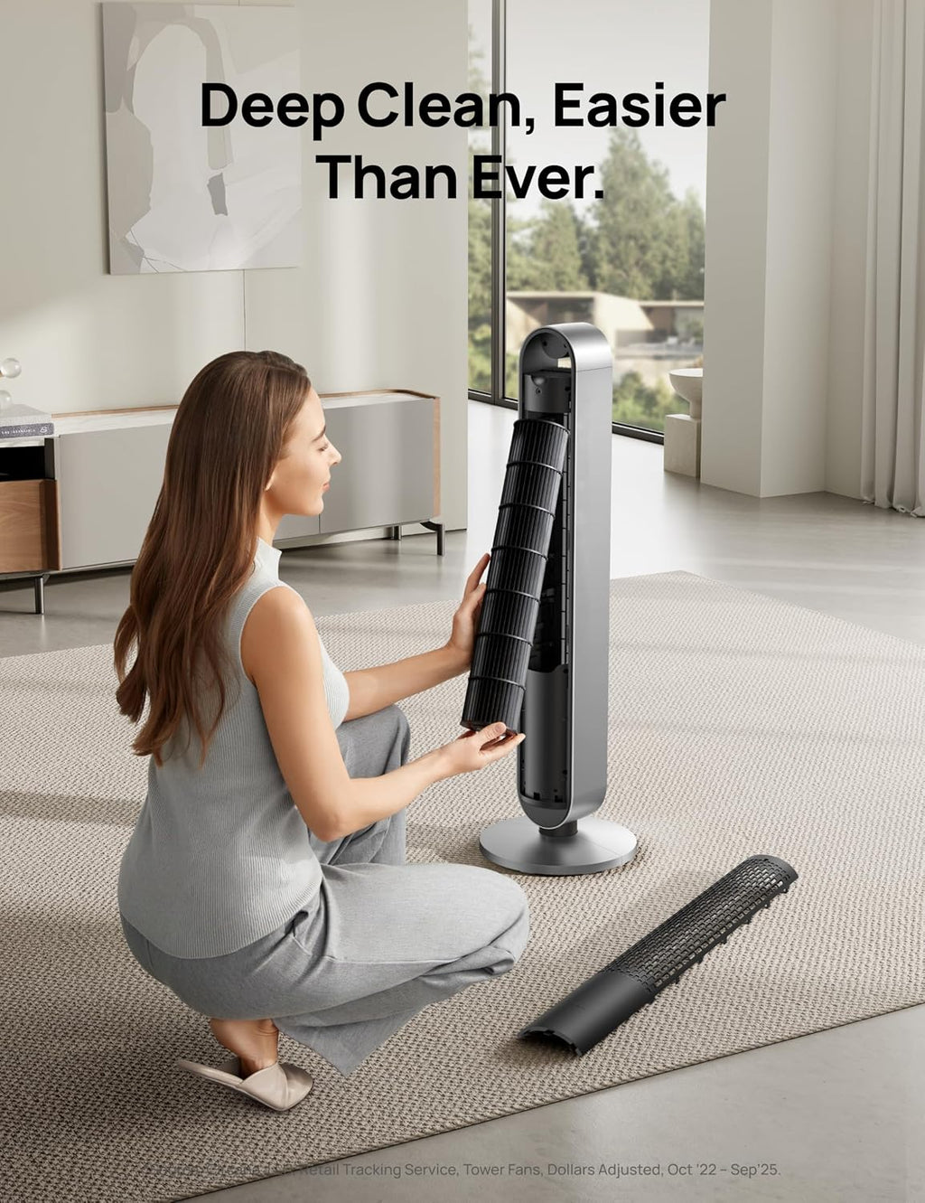 DREO Tower Fan for Bedroom, 42 Inch 120° Oscillating Fan, 20dB Quiet DC Motor, 28ft/s Velocity Bladeless Standing Fan with 12 Speeds, 4 Modes, 12H Timer Cooling Fans for Home, Living Room