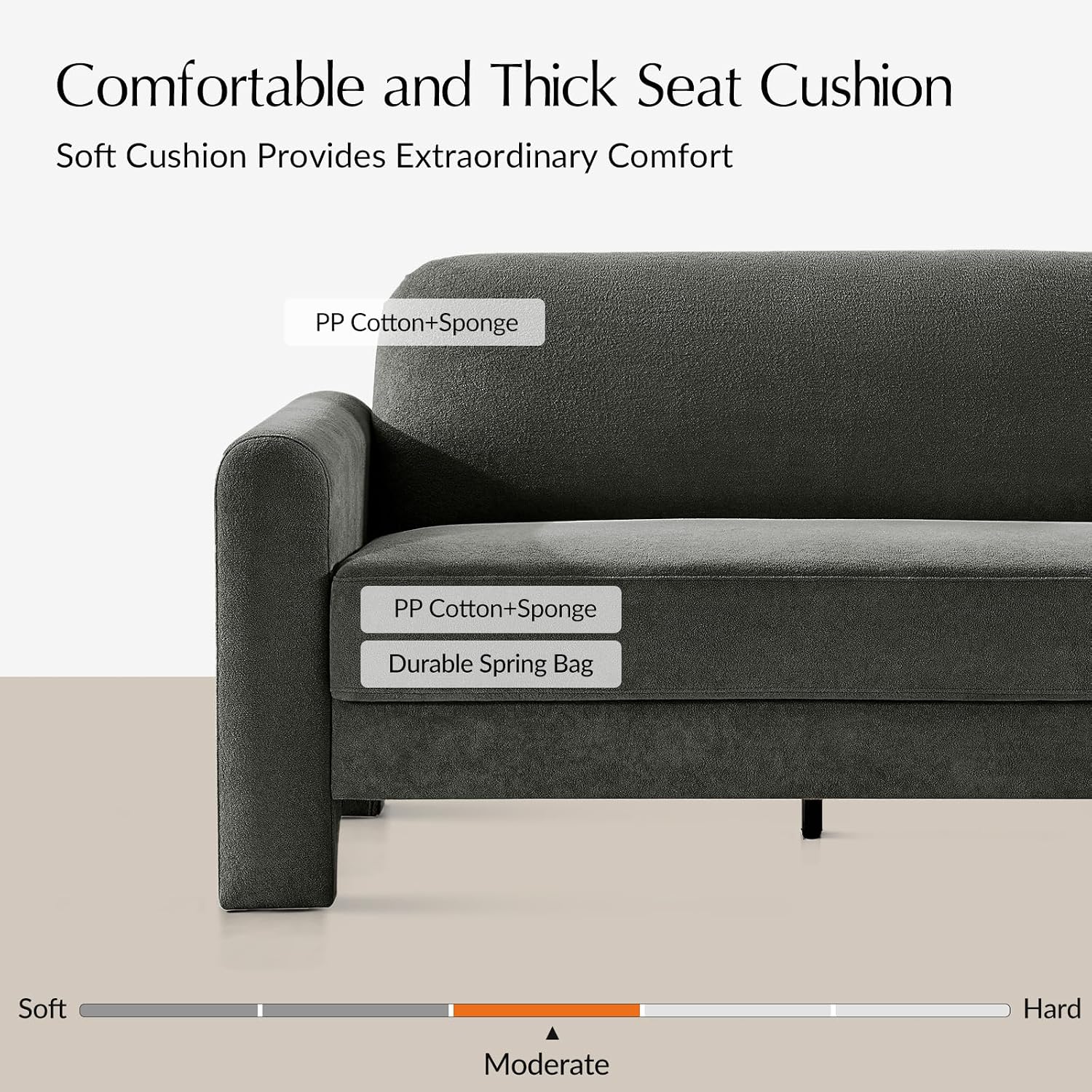 HULALA HOME 60' Modern Curved Loveseat Sofa, Comfy Chenille Couch Small Love Seat with Wrapped Armrests, 2 Seater Sofa for Living Room, Easy Assembly, Grey