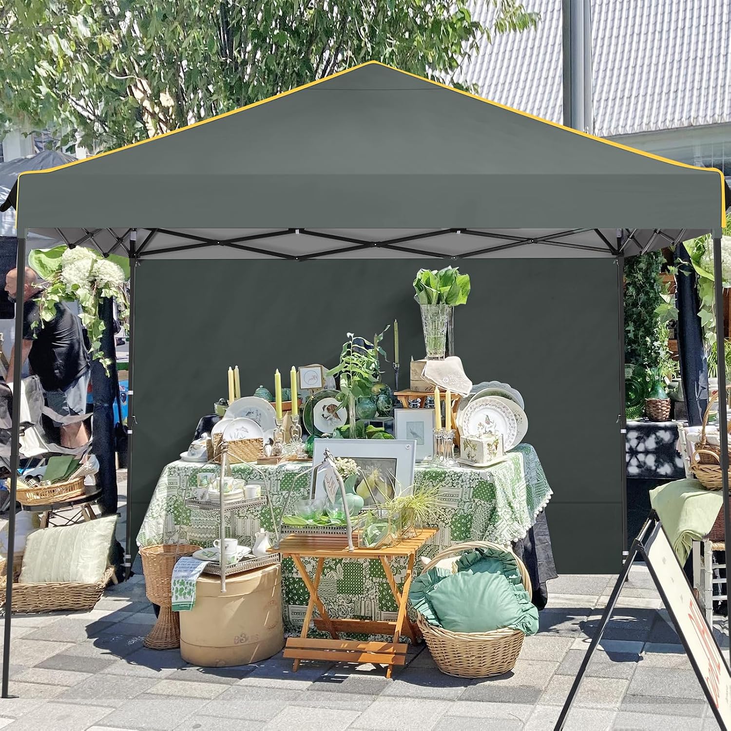 COBIZI 10x10 Pop Up Canopy Tent with Sidewalls and Roll-up Ventilated Windows with Mosquito net, Ez Outdoor Commercial Instant Gazebo Tent for Party Waterproof with Carrybag