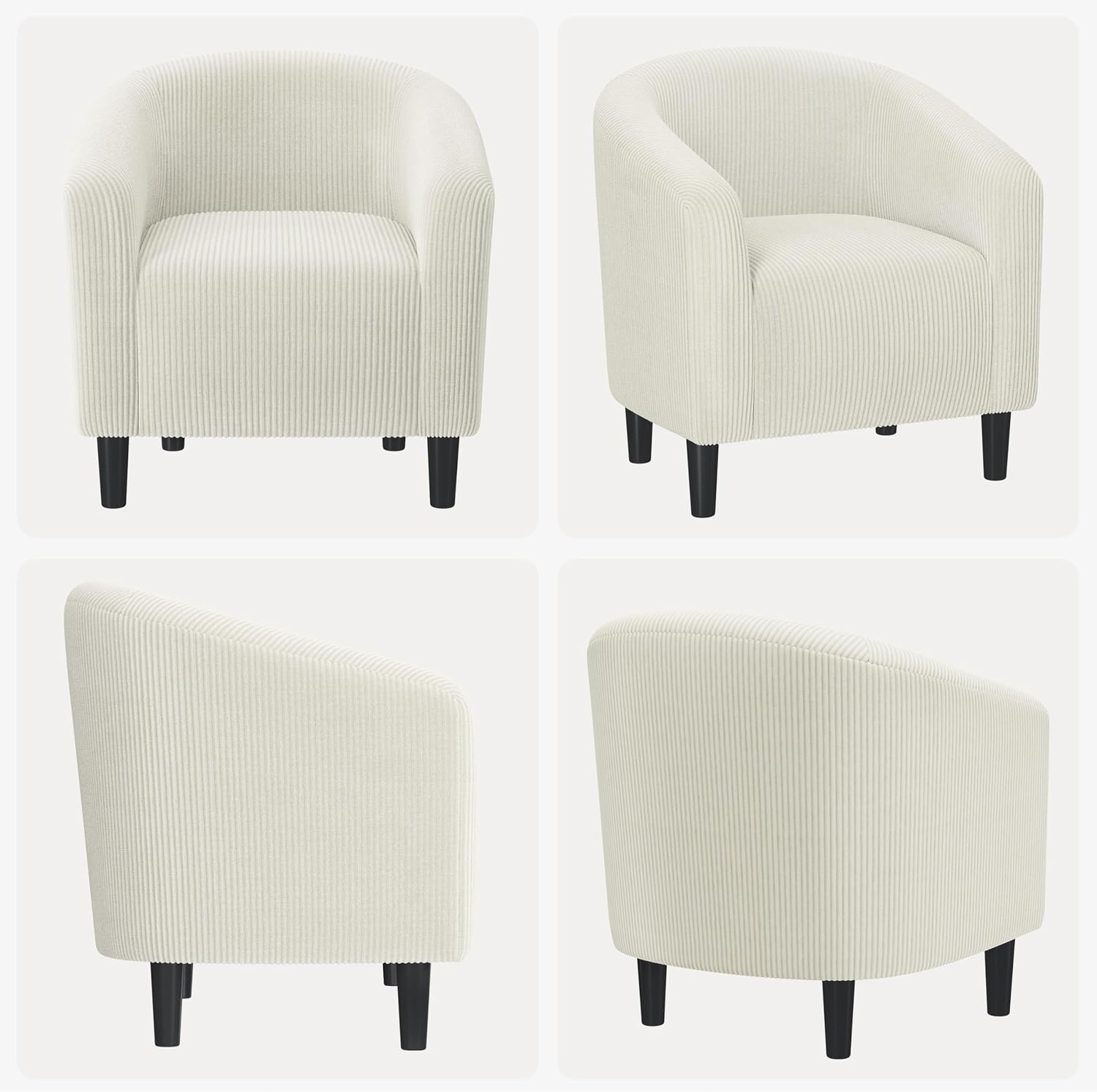 Yaheetech Accent Barrel Chair, Corduroy Fabric Club Chair, Furry Sherpa Elegant Armchair with Cozy Soft Padded, Suitable for Living Room Bedroom Reception Room Office, Beige