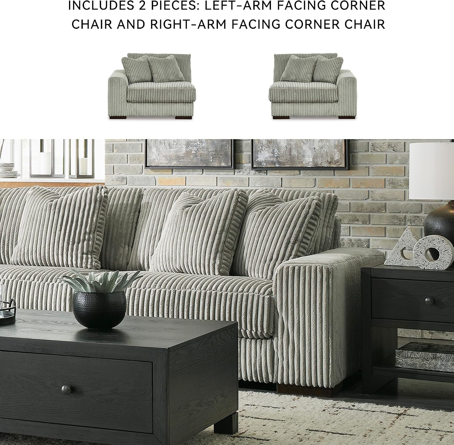 Signature Design by Ashley Lindyn Contemporary 2-Piece Sofa with Reversible Cushions, Gray