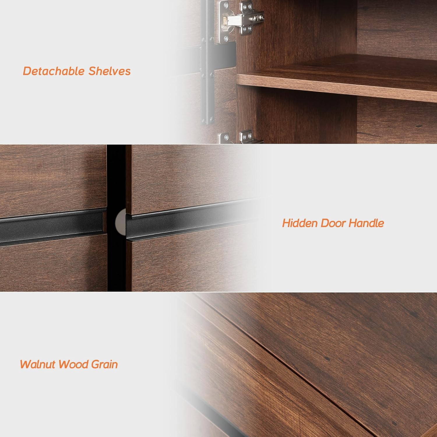 WAMPAT Modern TV Stand for up to 75 inch TV, Wood Entertainment Center TV Console Table with Storage Cabinets Media Console for Living Room, Brown