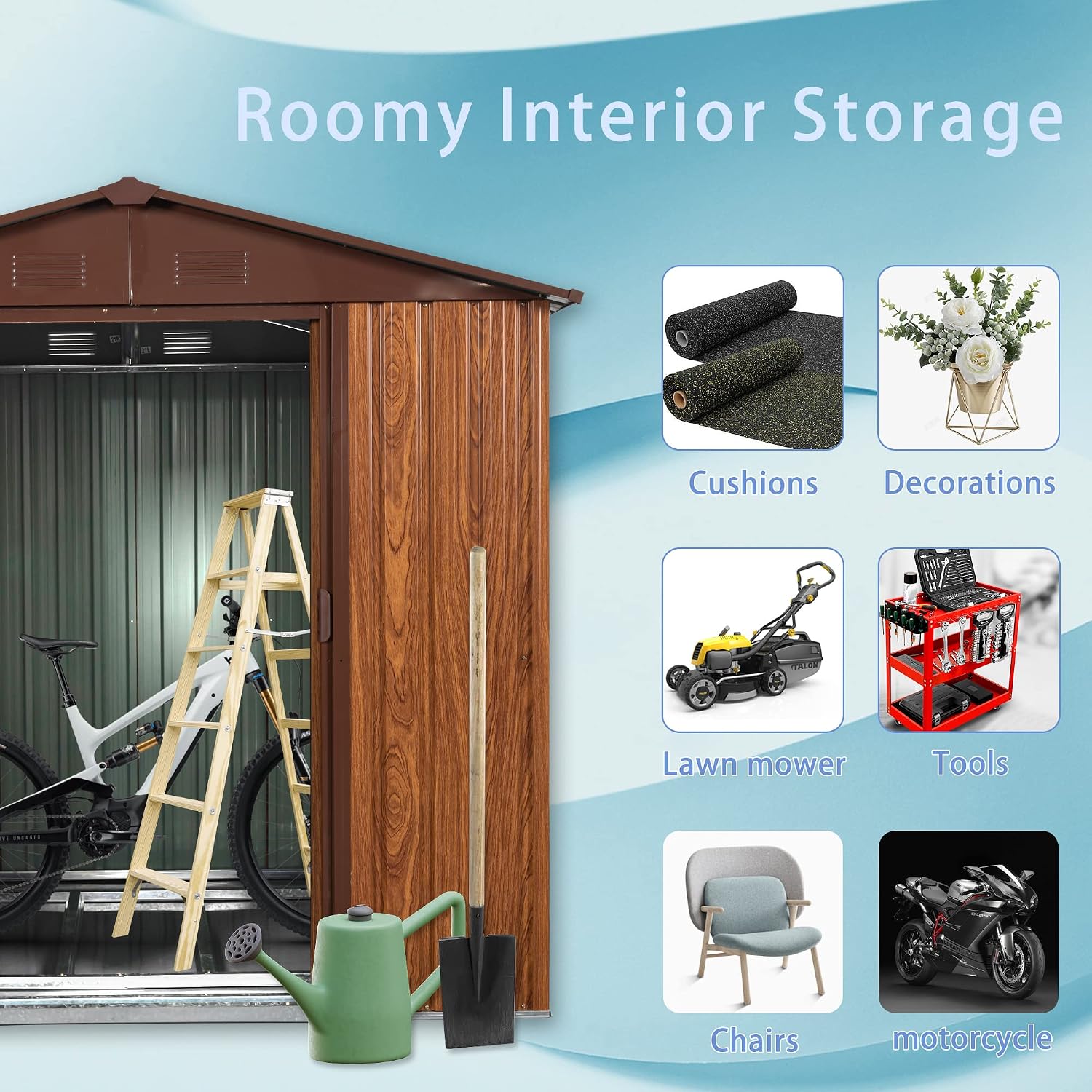 6 x 6 FT Outdoor Metal Storage Shed with Window and Punched Vents,Heavy Duty Storager House w/Sliding Doors & Padlock,Large Waterproof Tool Sheds for Garden,Backyard,Lawn,White