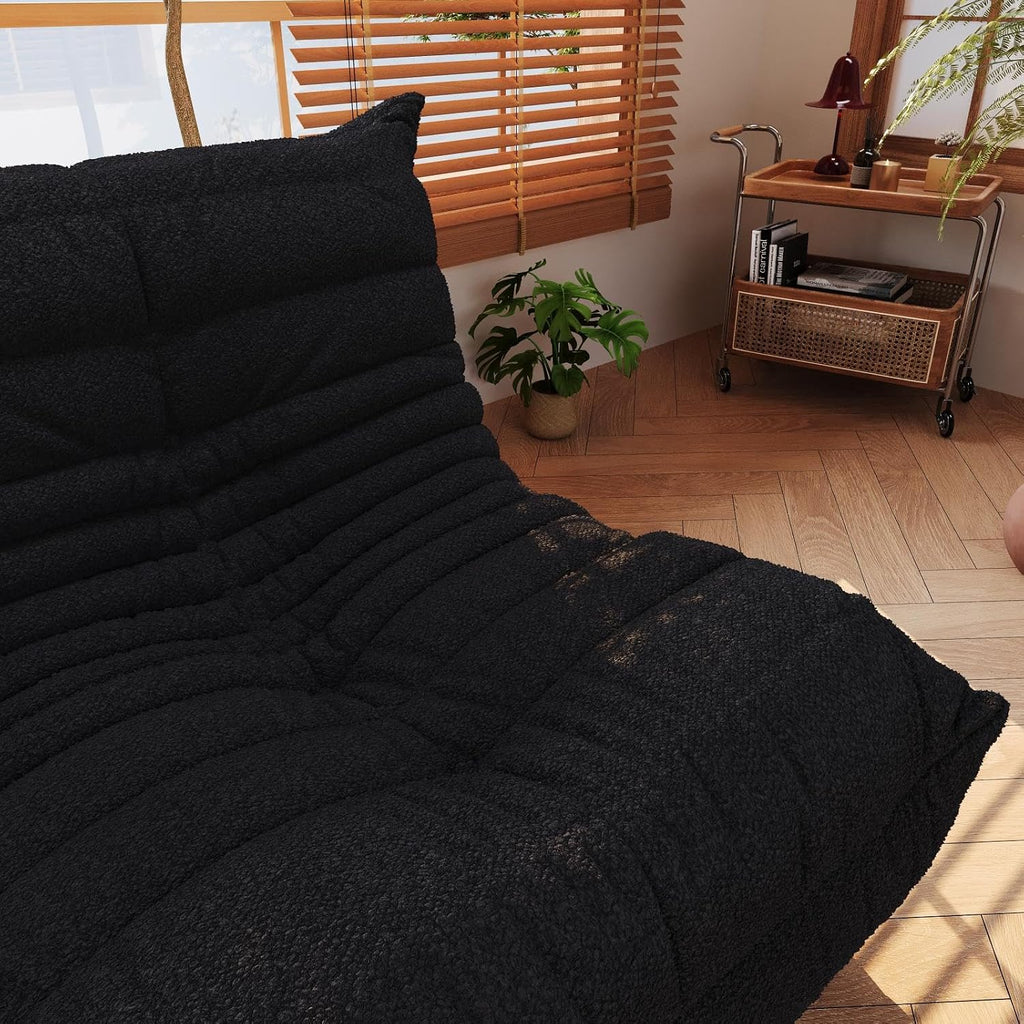 3-Seater Giant Loveseat Boneless Bean Bag Chair for Adults - Teddy Fleece Fireside Accent Chair with Memory Foam, Comfy Lazy Floor Sofa Couch Chaise Lounge for Living Room Bedroom Theater
