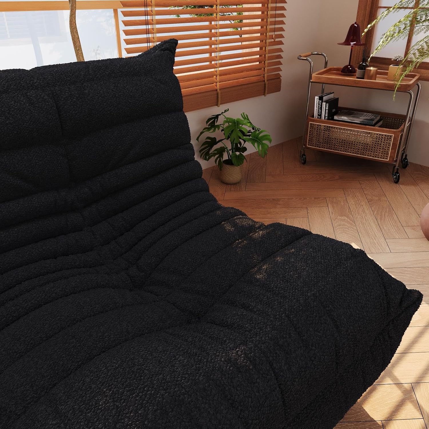 3-Seater Giant Loveseat Boneless Bean Bag Chair for Adults - Teddy Fleece Fireside Accent Chair with Memory Foam, Comfy Lazy Floor Sofa Couch Chaise Lounge for Living Room Bedroom Theater