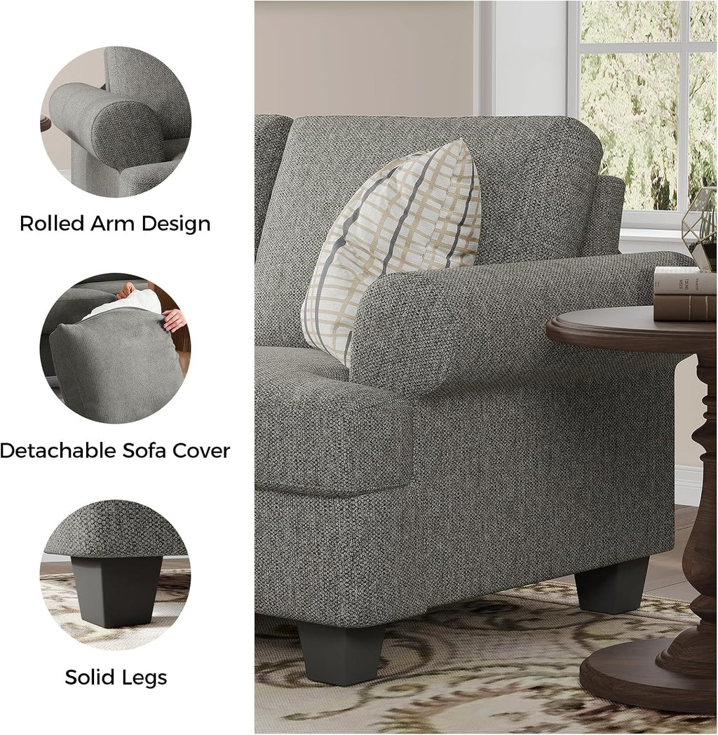 COPIAE 91 Inch Lawson Sofa with Extra Deep Seats Oversize, Mid-Century 3-Seat Sofa Couch, for Living Room, Apartment, Lounge, Light Gray