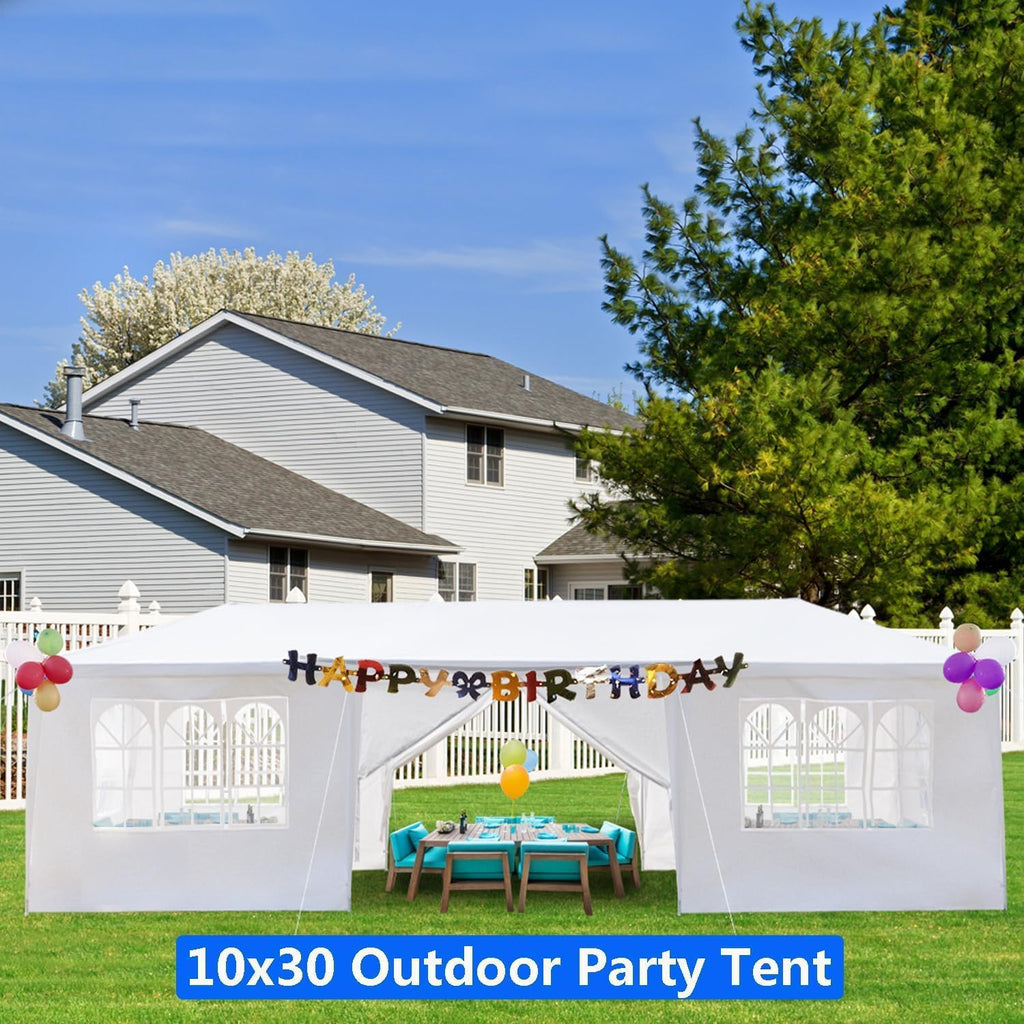 Outdoor Gazebo Canopy Wedding Party Tent Camping Shelter Commercial Instant Shelter Waterproof Tent with Removable Side Walls (10'x30' Eight Sides)