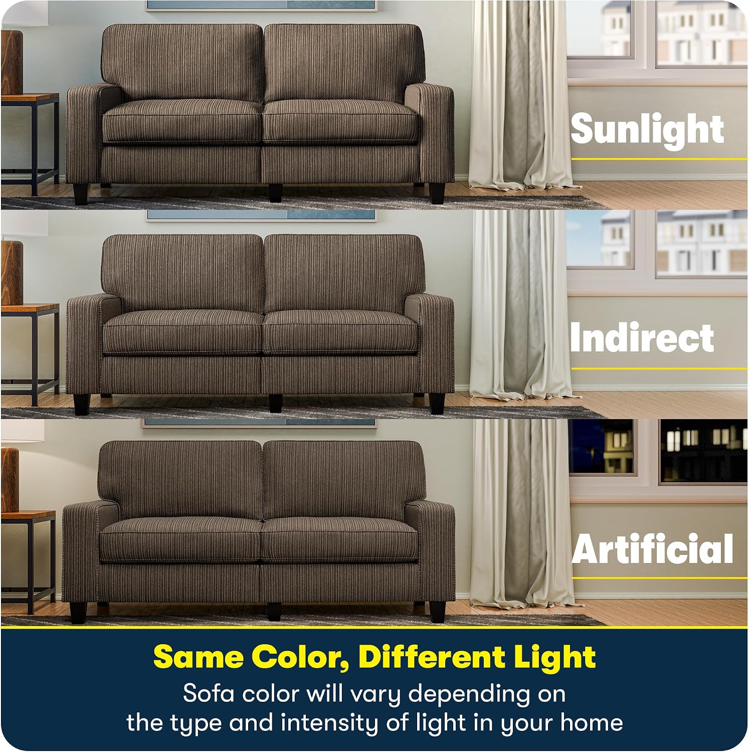 Serta Palisades 78' Track Arm Sofa, Easy Care Polyester, Soft Pillow Back, Pocket Coil Seat Cushions, Removable Covers, Loveseat or Couch for Small Spaces, Living Rooms or Bedrooms, Brown