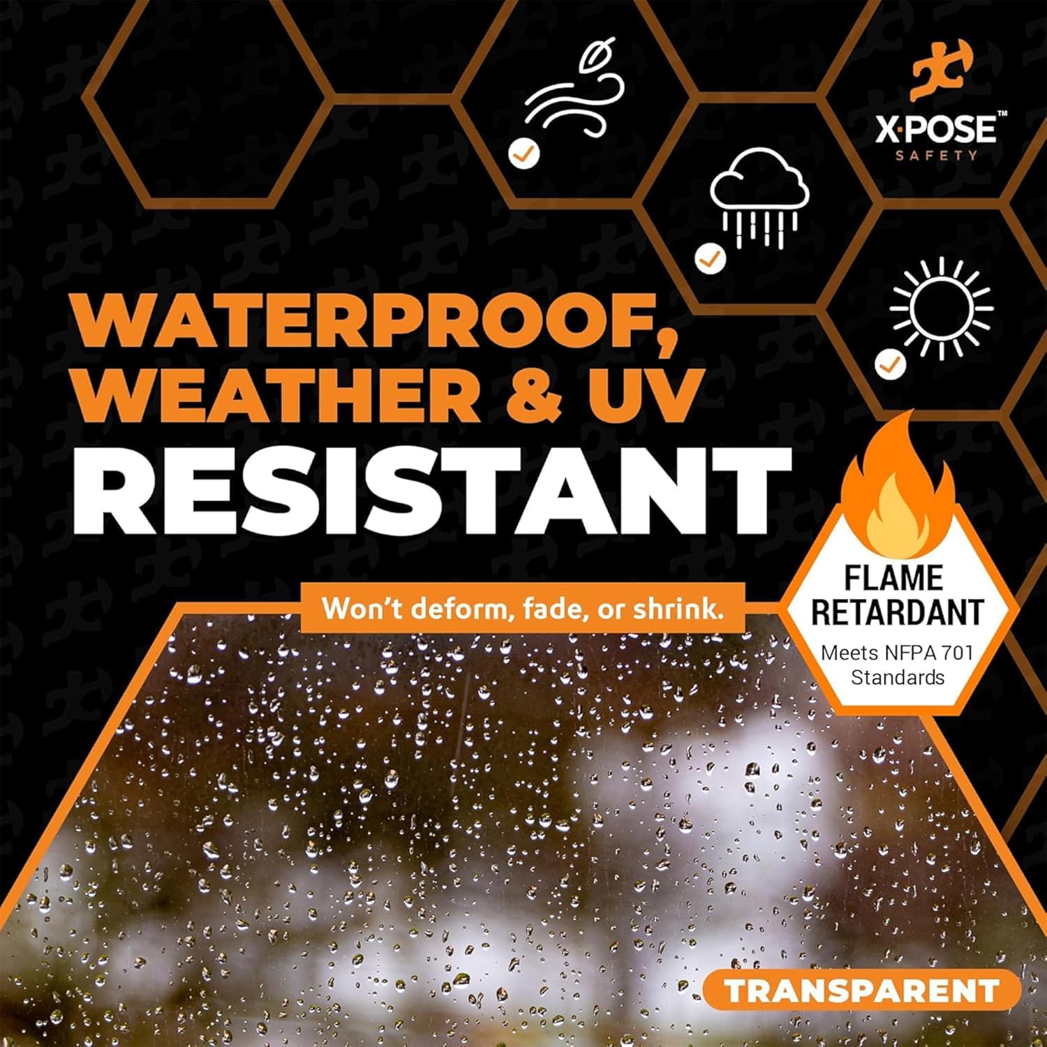 8' x 15' Clear Vinyl Tarp - Fire Retardant 20 Mil Super Heavy Duty Transparent Waterproof PVC Tarpaulin with Brass Grommets - for Patio Enclosure, Temporary Wall, Multipurpose - by Xpose Safety