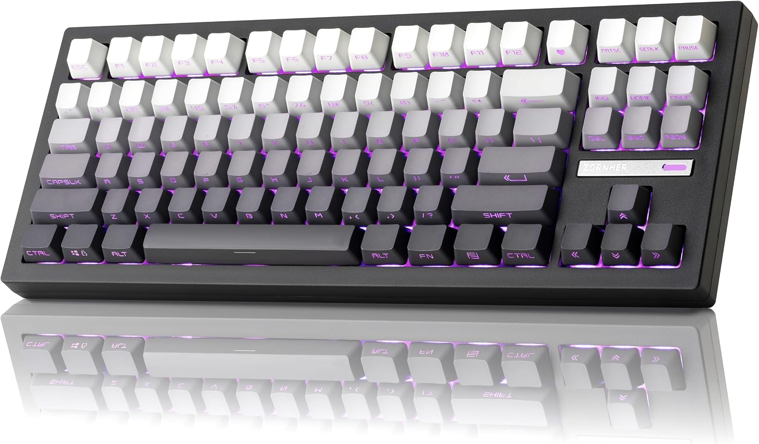 ZORNHER ZH870 Wireless Mechanical Gaming Keyboard,80% Black Custom Creamy Sound Keyboard with Shine Through PBT Keycaps,Pre-lubed Linear Switches,Hot-Swappable,RGB Backlit,2.4GHz/USB-C/BT5.0