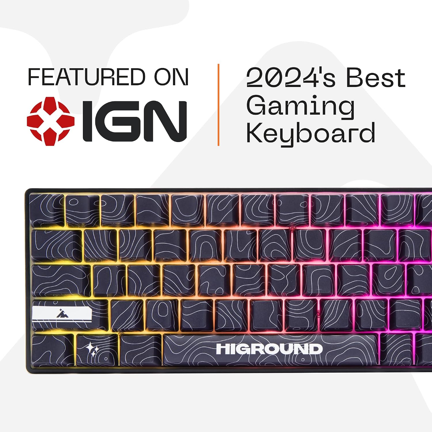 Higround Basecamp 65HE BLACKICE Keyboard, 65% Mechanical USB Wired PC Gaming Keyboard with Gateron KS-37 Magnetic Switches, Programable RGB, Hot-Swappable, Deep Thock Creamy Sounding, Pre-lubed