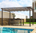 HAPPATIO 10' X 13' Retractable Pergola with Sun Shade Canopy, Patio Aluminum Frame Shelter for Backyards, Gardens, Porch, Includes Ground Studs and Expansion Screws (Brown)