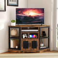 DWVO Farmhouse Corner TV Stand for Living Room, TV Stand for 50 Inch TV, Entertainment Center with Storage and Power Outlet, TV Console Cabinet, Rustic Brown